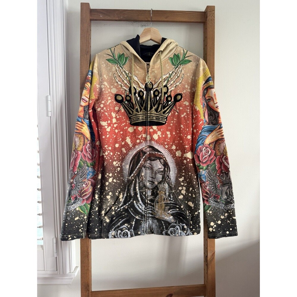 Christian Audigier Ed Hardy Vintage Y2K Zip Up Hoodie Jacket Size Medium